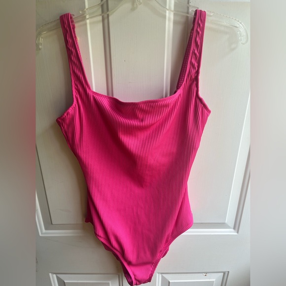 Bleu|Rod Beattie Walk The Line Square Neck One-piece Swimsuit in Hibiscus Sz 8 - Picture 4 of 9